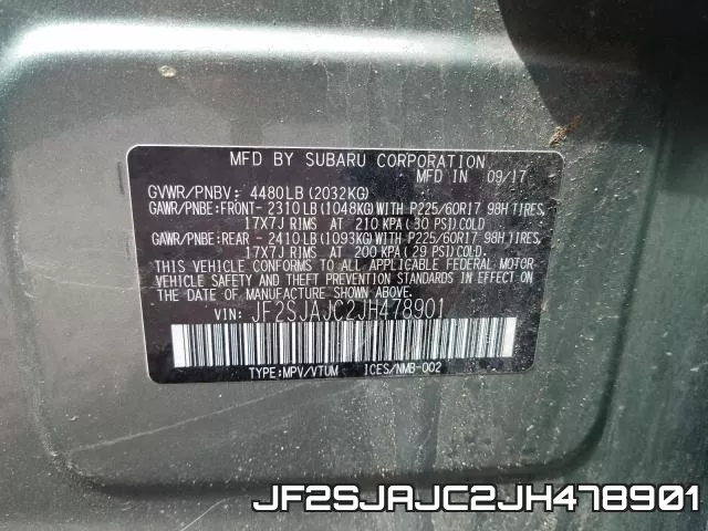 JF2SJAJC2JH478901 фото 2
