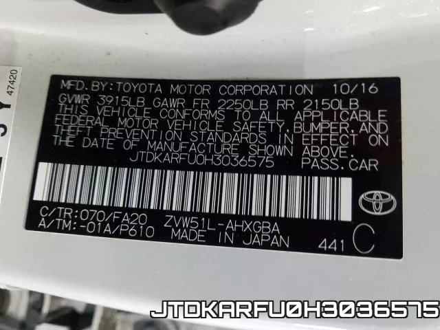 JTDKARFU0H3036575 фото 2