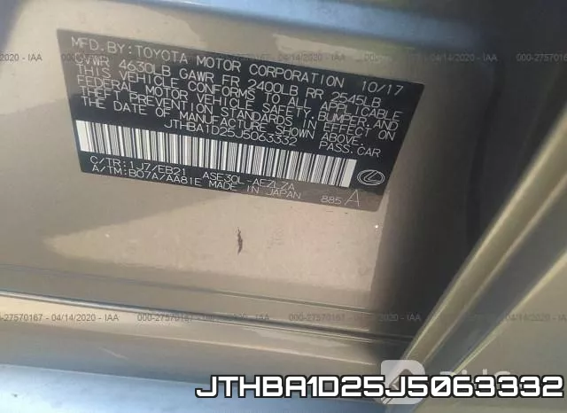 JTHBA1D25J5063332 фото 10