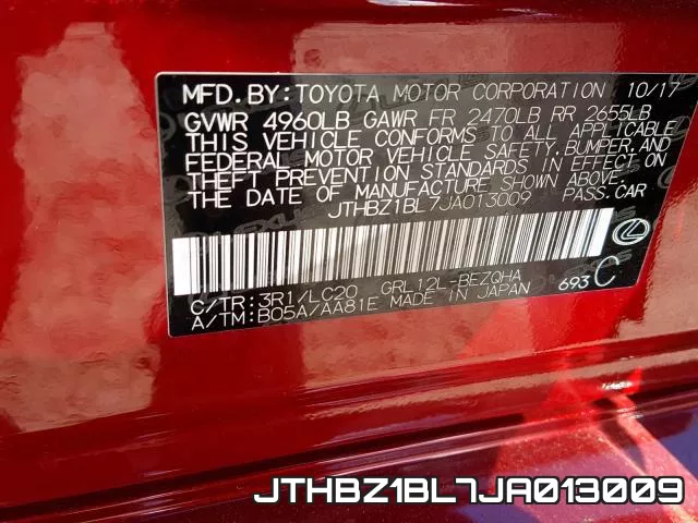 JTHBZ1BL7JA013009 фото 2