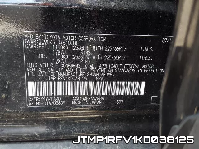 JTMP1RFV1KD038125 фото 2