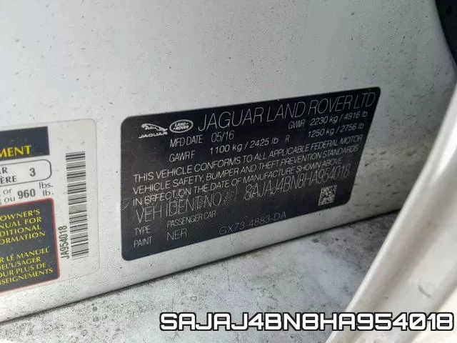 SAJAJ4BN8HA954018 фото 2