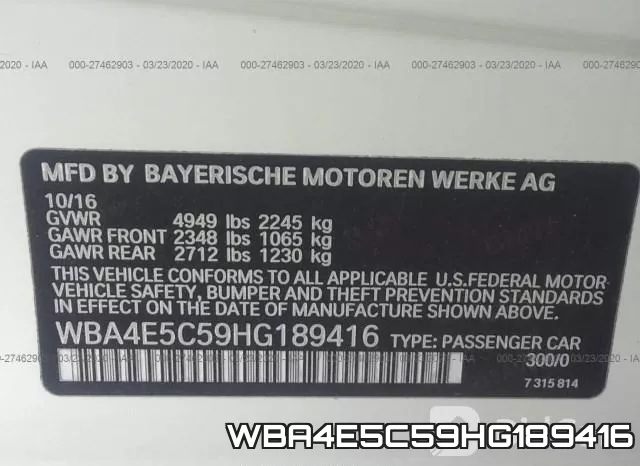 WBA4E5C59HG189416 фото 10