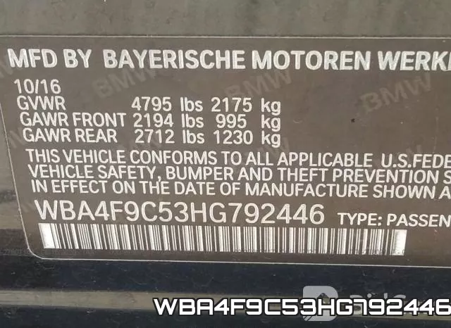 WBA4F9C53HG792446 фото 10