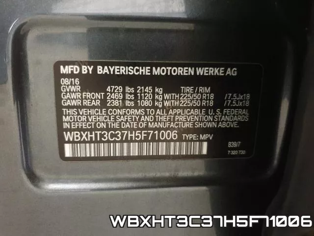 WBXHT3C37H5F71006 фото 2