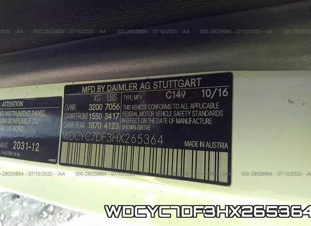 WDCYC7DF3HX265364 фото 10