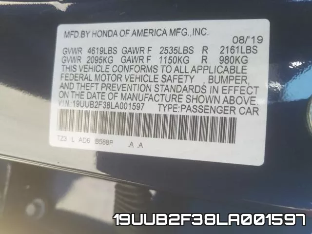 19UUB2F38LA001597 фото 2
