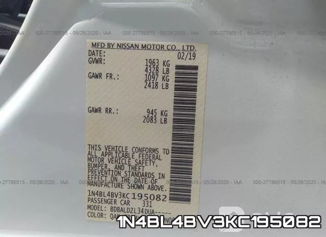 1N4BL4BV3KC195082 фото 10