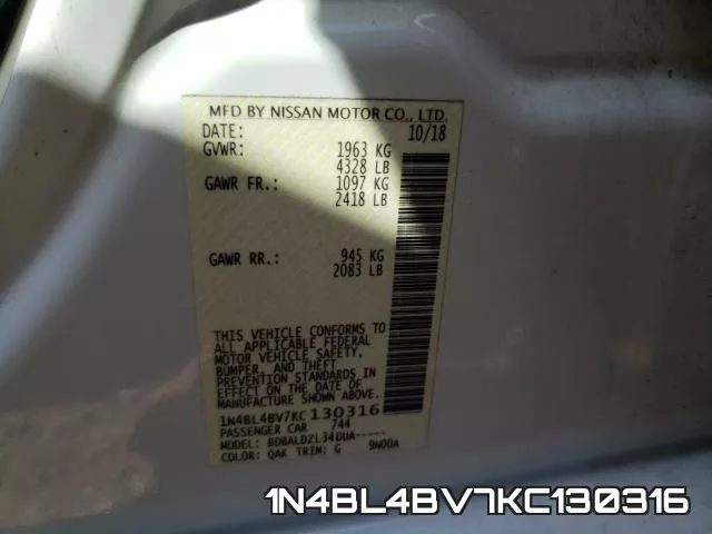 1N4BL4BV7KC130316 фото 2