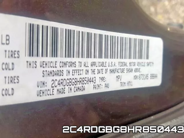2C4RDGBG8HR850443 фото 2