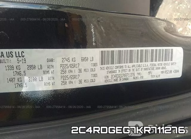 2C4RDGEG7KR711276 фото 10