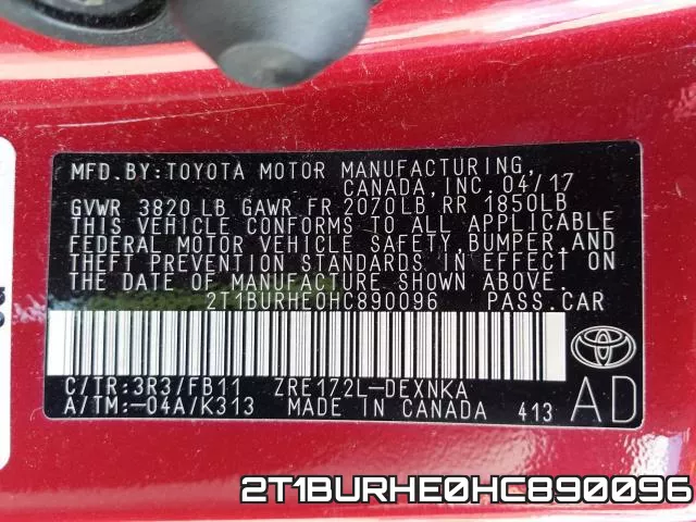 2T1BURHE0HC890096 фото 2