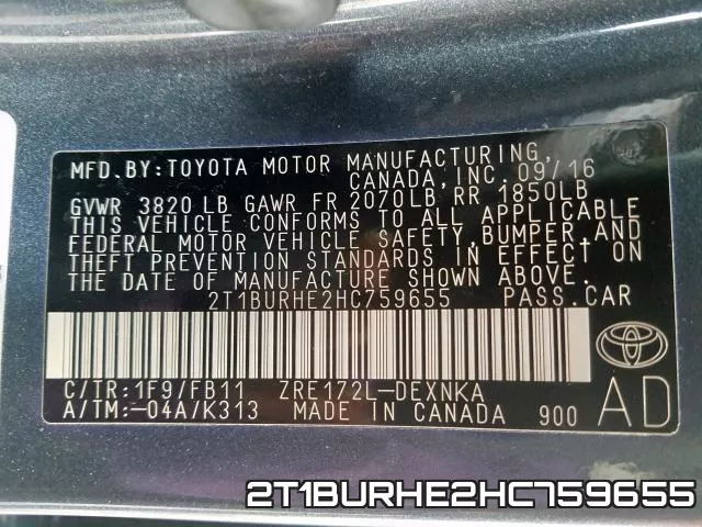 2T1BURHE2HC759655 фото 2