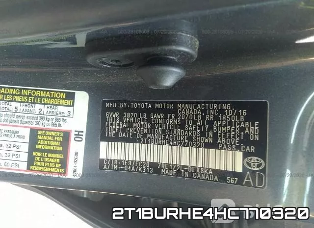 2T1BURHE4HC770320 фото 10