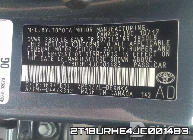 2T1BURHE4JC001483 фото 10
