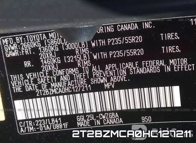 2T2BZMCA0HC127211 фото 10