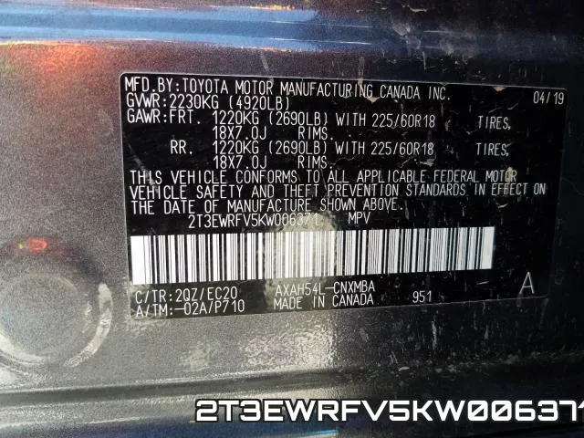 2T3EWRFV5KW006371 фото 2