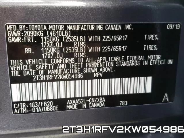 2T3H1RFV2KW054986 фото 2