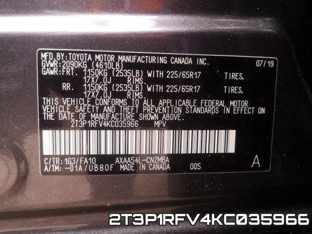 2T3P1RFV4KC035966 фото 2