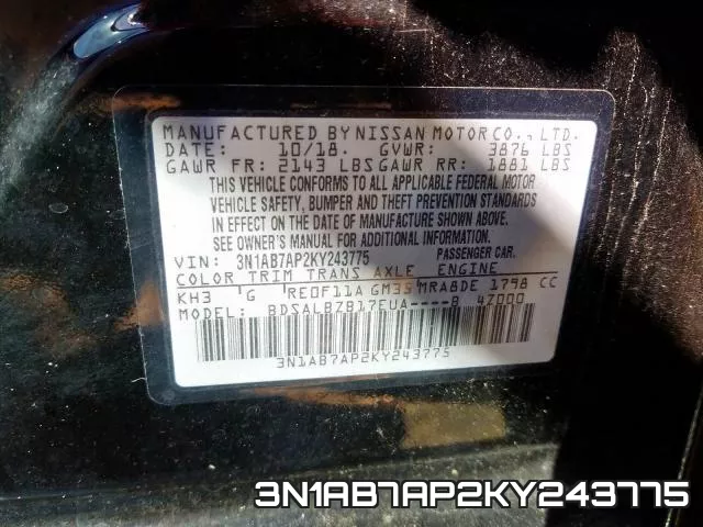 3N1AB7AP2KY243775 фото 2