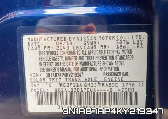 3N1AB7AP4KY219347 фото 2