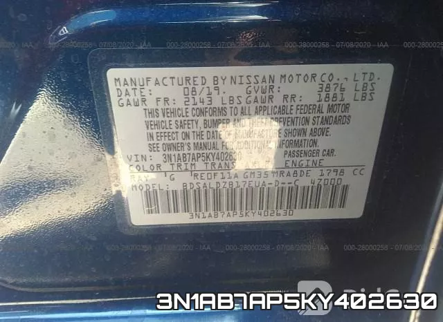 3N1AB7AP5KY402630 фото 10