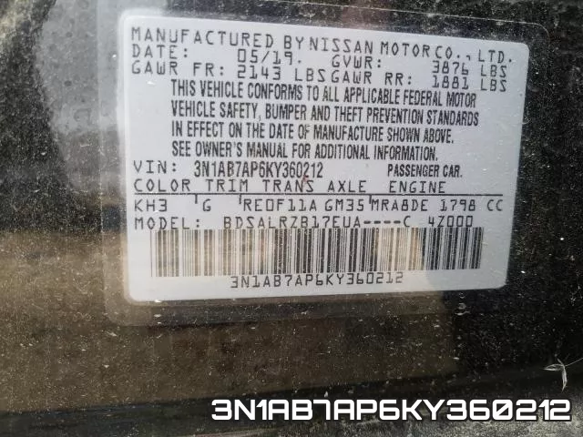 3N1AB7AP6KY360212 фото 2