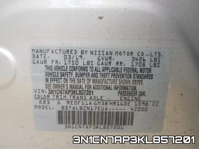 3N1CN7AP3KL857201 фото 2