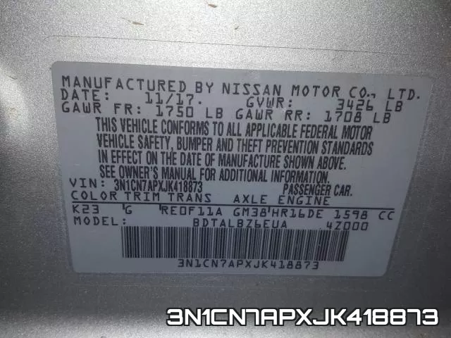 3N1CN7APXJK418873 фото 2