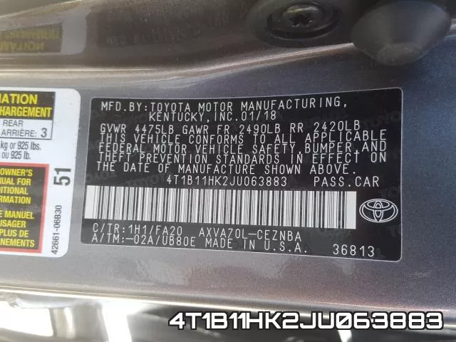 4T1B11HK2JU063883 фото 2