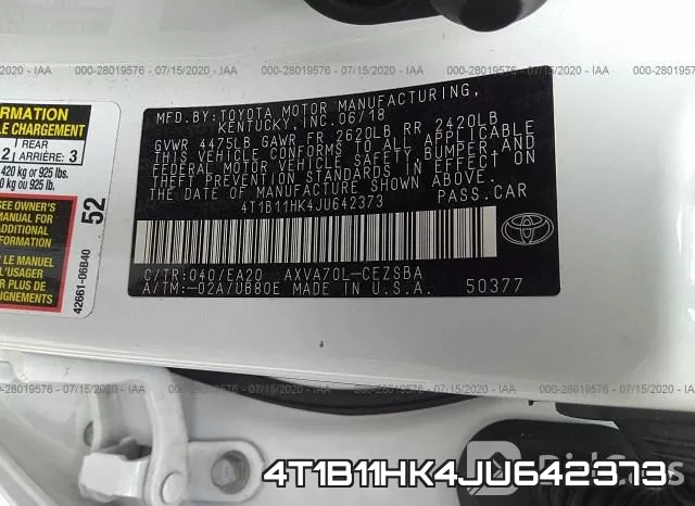 4T1B11HK4JU642373 фото 10