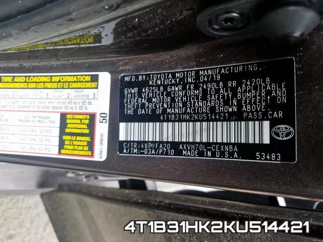 4T1B31HK2KU514421 фото 2