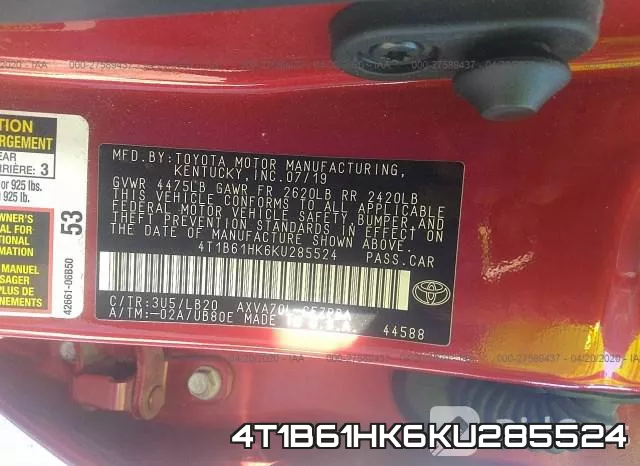 4T1B61HK6KU285524 фото 10