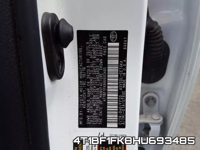 4T1BF1FK8HU693485 фото 2