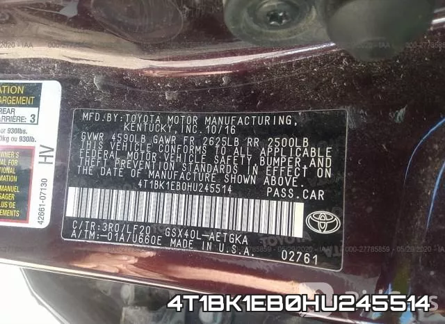 4T1BK1EB0HU245514 фото 10
