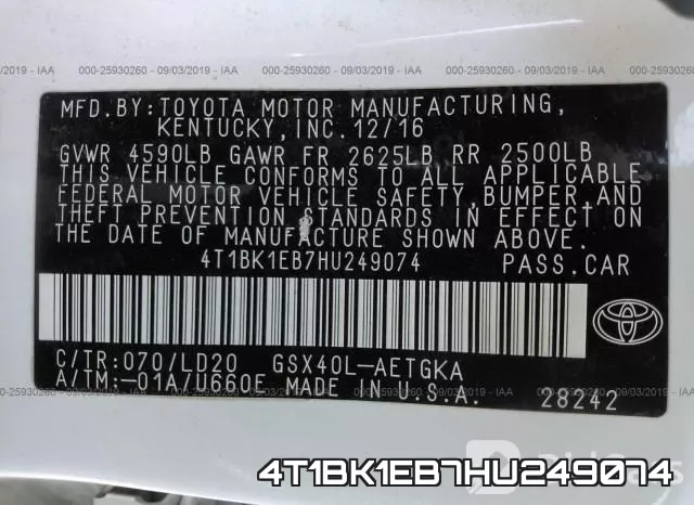 4T1BK1EB7HU249074 фото 10