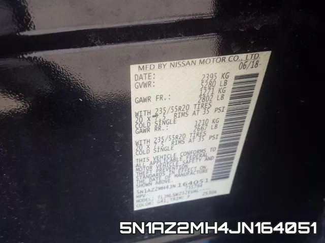 5N1AZ2MH4JN164051 фото 2