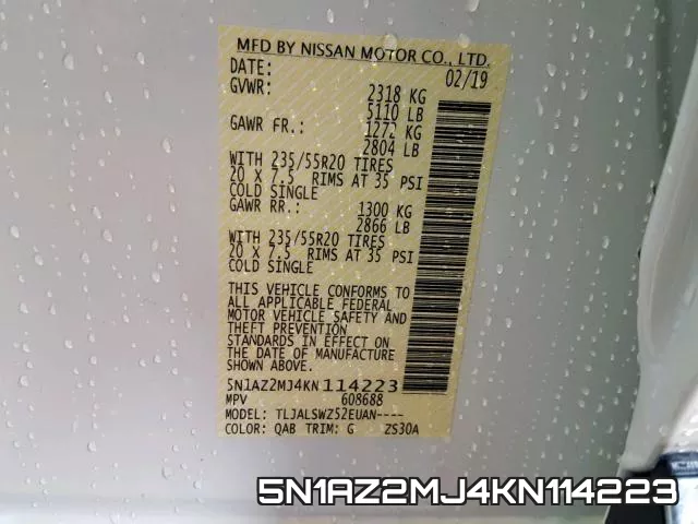 5N1AZ2MJ4KN114223 фото 2
