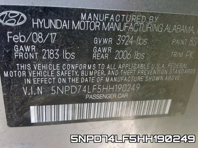 5NPD74LF5HH190249 фото 2