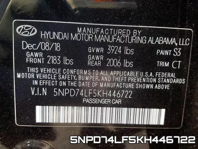5NPD74LF5KH446722 фото 2