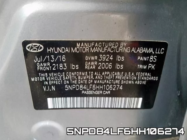 5NPD84LF6HH106274 фото 2
