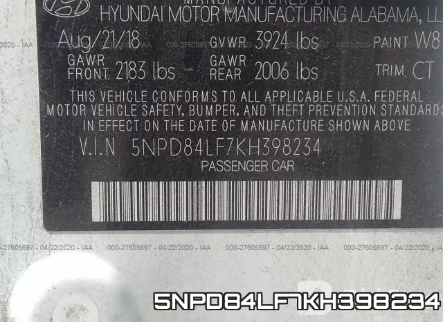 5NPD84LF7KH398234 фото 10