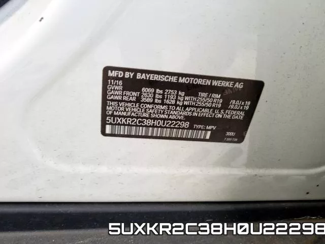 5UXKR2C38H0U22298 фото 2