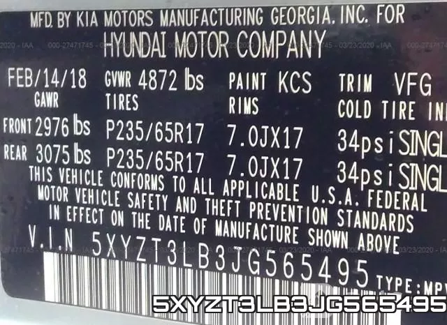 5XYZT3LB3JG565495 фото 10