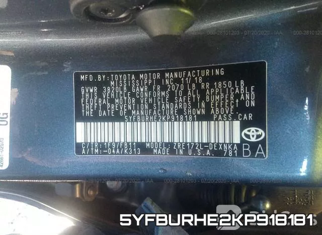 5YFBURHE2KP918181 фото 10