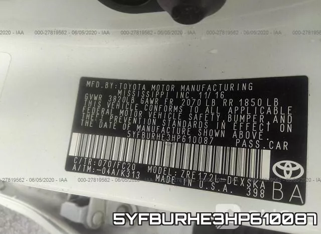 5YFBURHE3HP610087 фото 10