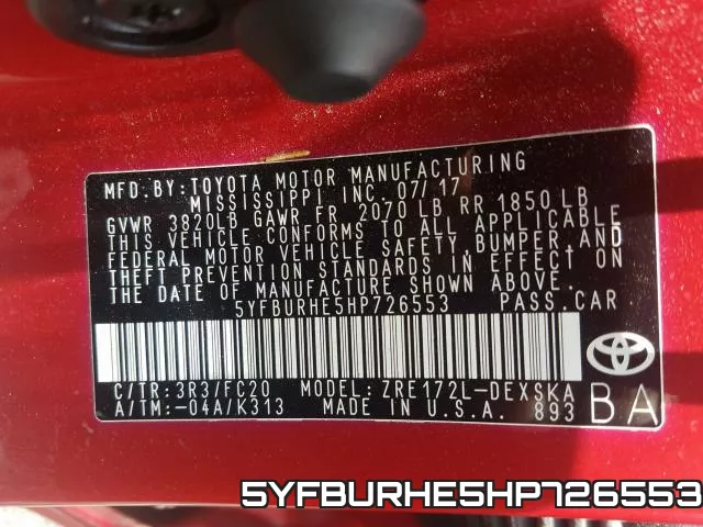 5YFBURHE5HP726553 фото 2