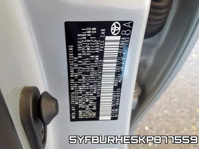 5YFBURHE5KP877559 фото 2