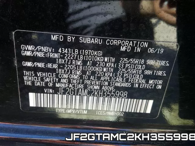 JF2GTAMC2KH355998 фото 2