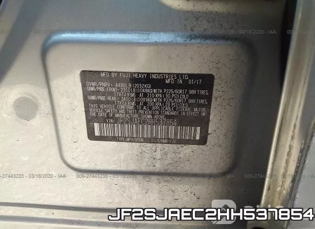 JF2SJAEC2HH537854 фото 10